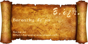 Bereszky Éva névjegykártya